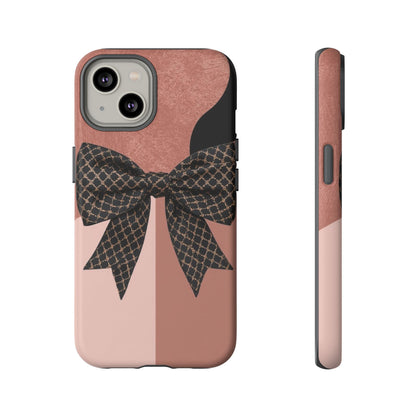 Bow Stripe Tough Phone Case – Pink Mauve Protective Cover