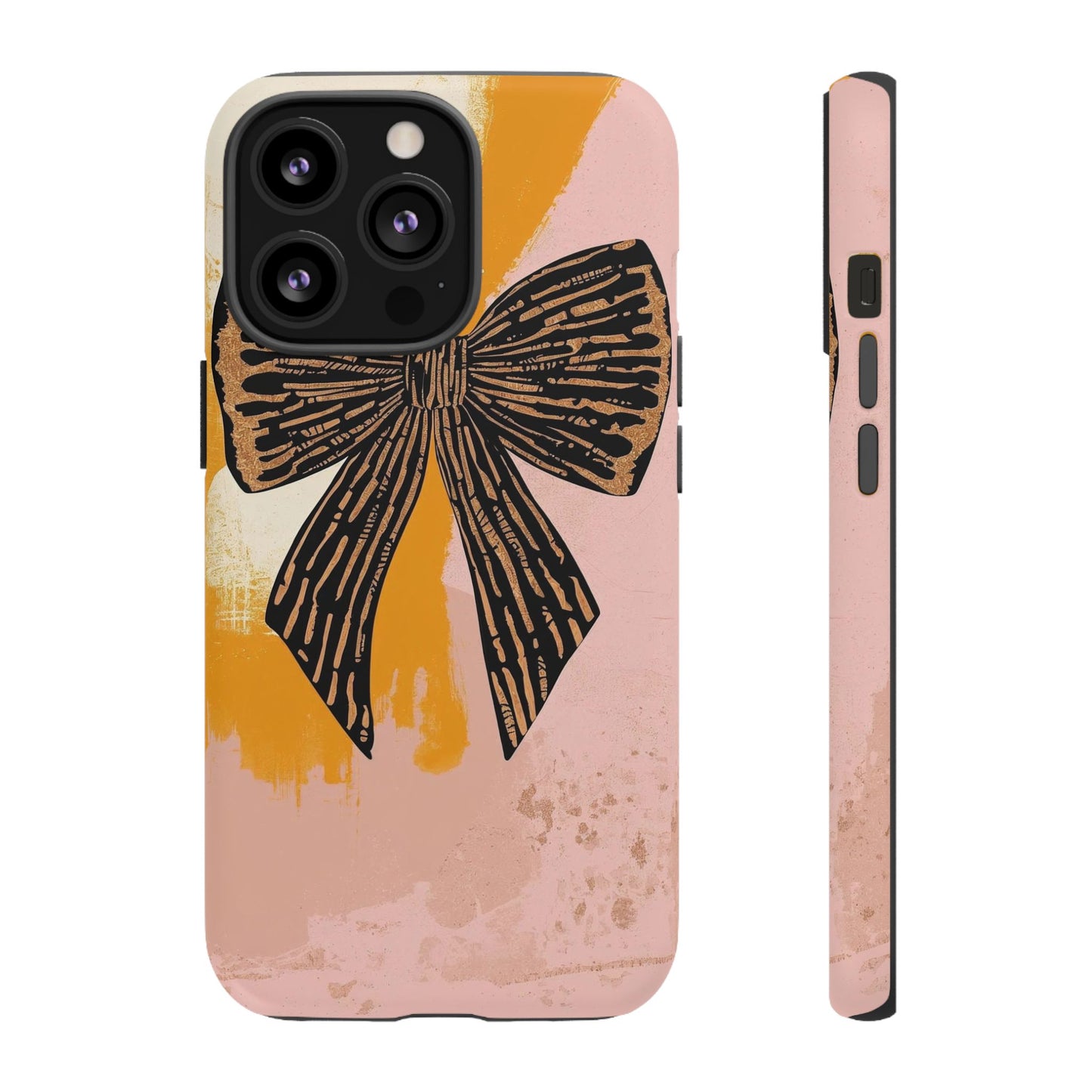 Bow Brushstroke Tough Phone Case — Pink & Mustard