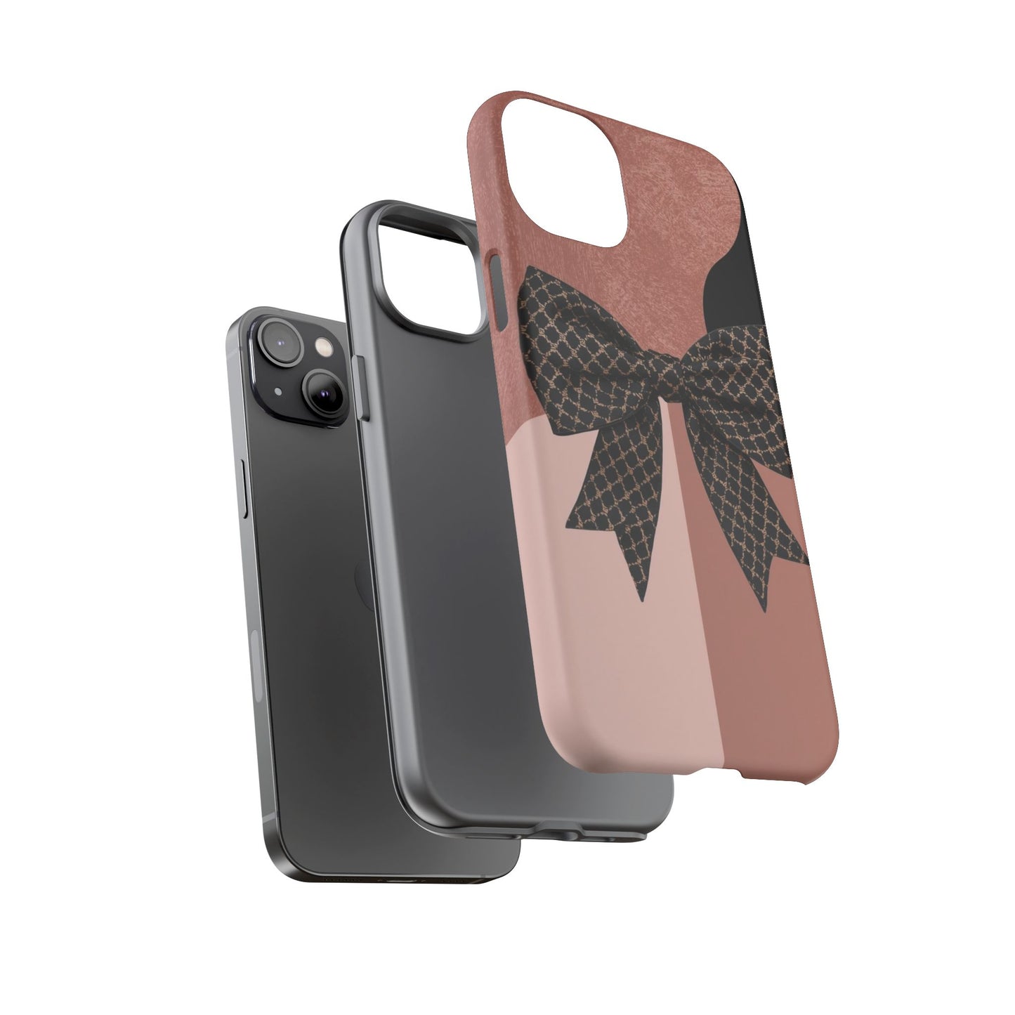 Bow Stripe Tough Phone Case – Pink Mauve Protective Cover