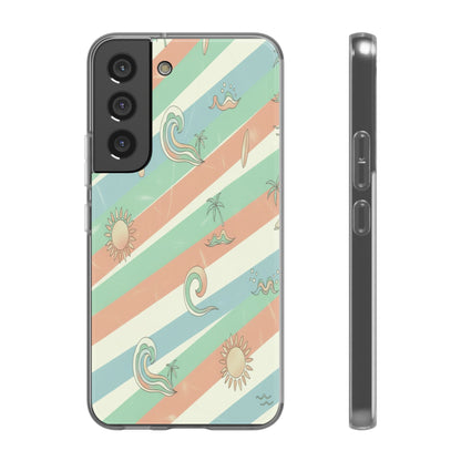 Beach Vibes Phone Case — Retro Pastel Surf & Palm Protective Flexi Case