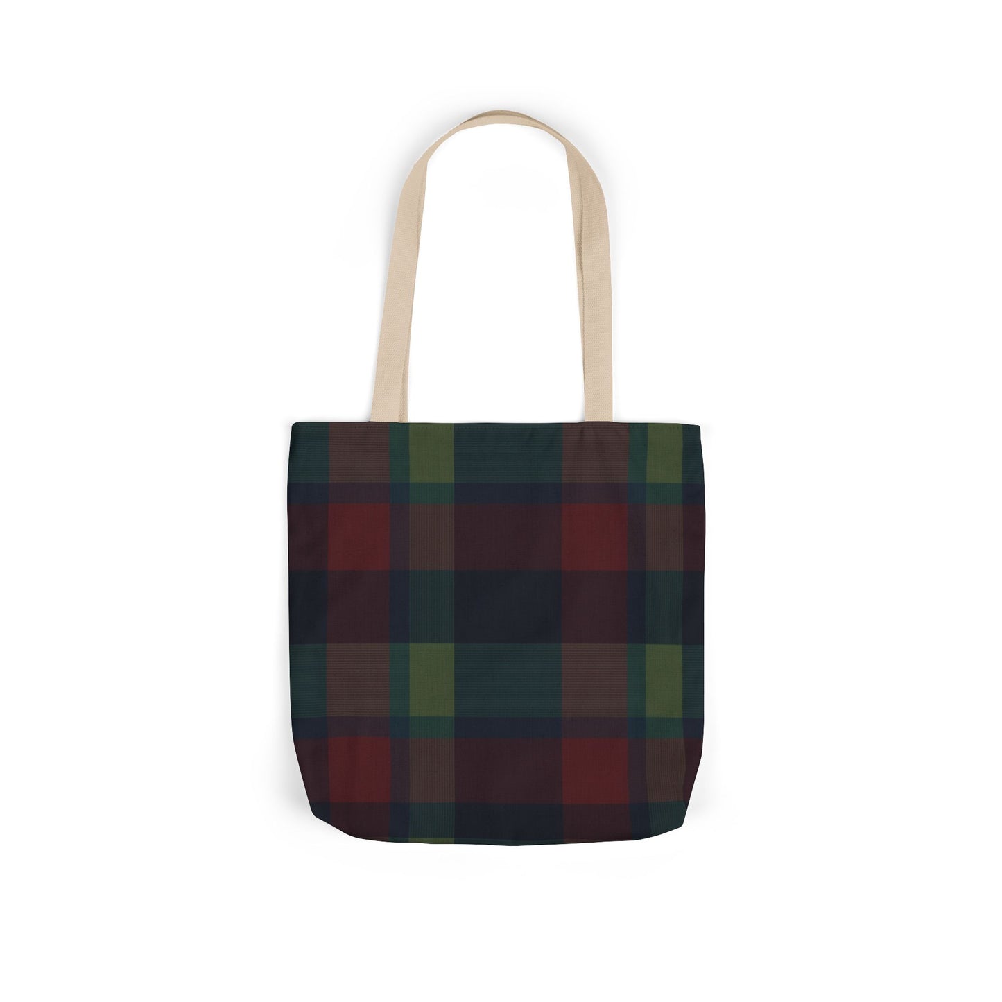Plaid Canvas Tote Bag — Dark Autumn Tartan Market Tote
