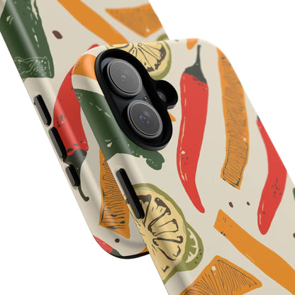 Spicy Peppers Phone Case – Colorful Chili, Lime & Citrus Pattern