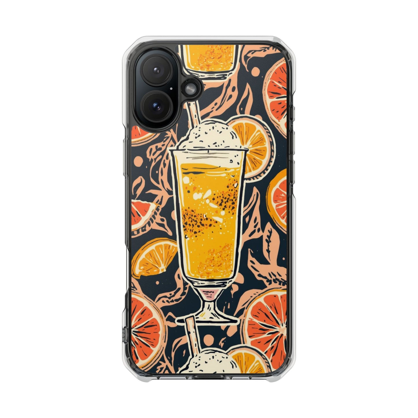 Clear Magnetic Phone Case — Citrus Beer Glass Design