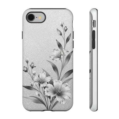 Floral Monochrome Phone Case — Elegant Black & White Lily Design