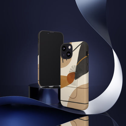 Abstract Earth Tone Phone Case — Mid-Century Minimalist Tough Case