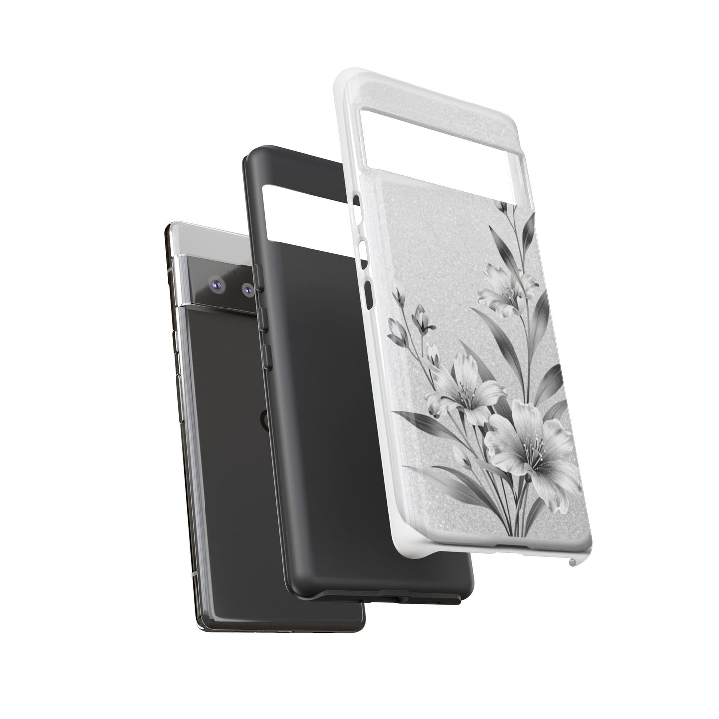 Floral Monochrome Phone Case — Elegant Black & White Lily Design