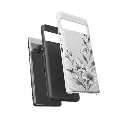 Floral Monochrome Phone Case — Elegant Black & White Lily Design