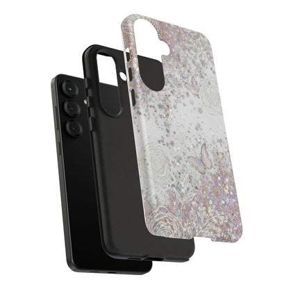 Butterfly Glitter Tough Phone Case — Floral Sparkle Protective Case