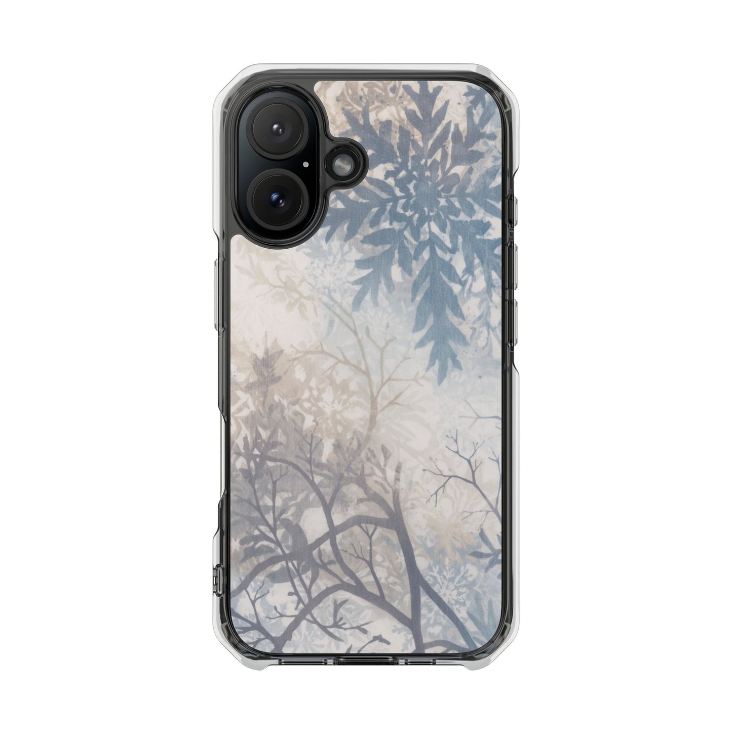 Clear Impact Phone Case with Delicate Botanical Shadow Design — Magnetic Compatible