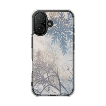 Clear Impact Phone Case with Delicate Botanical Shadow Design — Magnetic Compatible