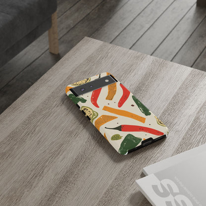 Spicy Peppers Phone Case – Colorful Chili, Lime & Citrus Pattern