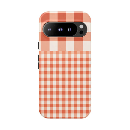 Buffalo Check Tough Phone Case — Orange Gingham Protective Cover