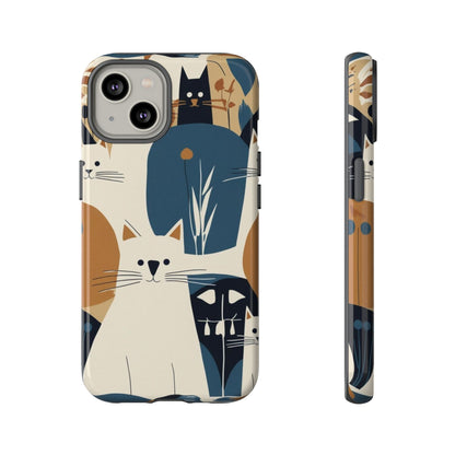 Cat Pattern Phone Case – Retro Abstract Cats Protective iPhone Cover