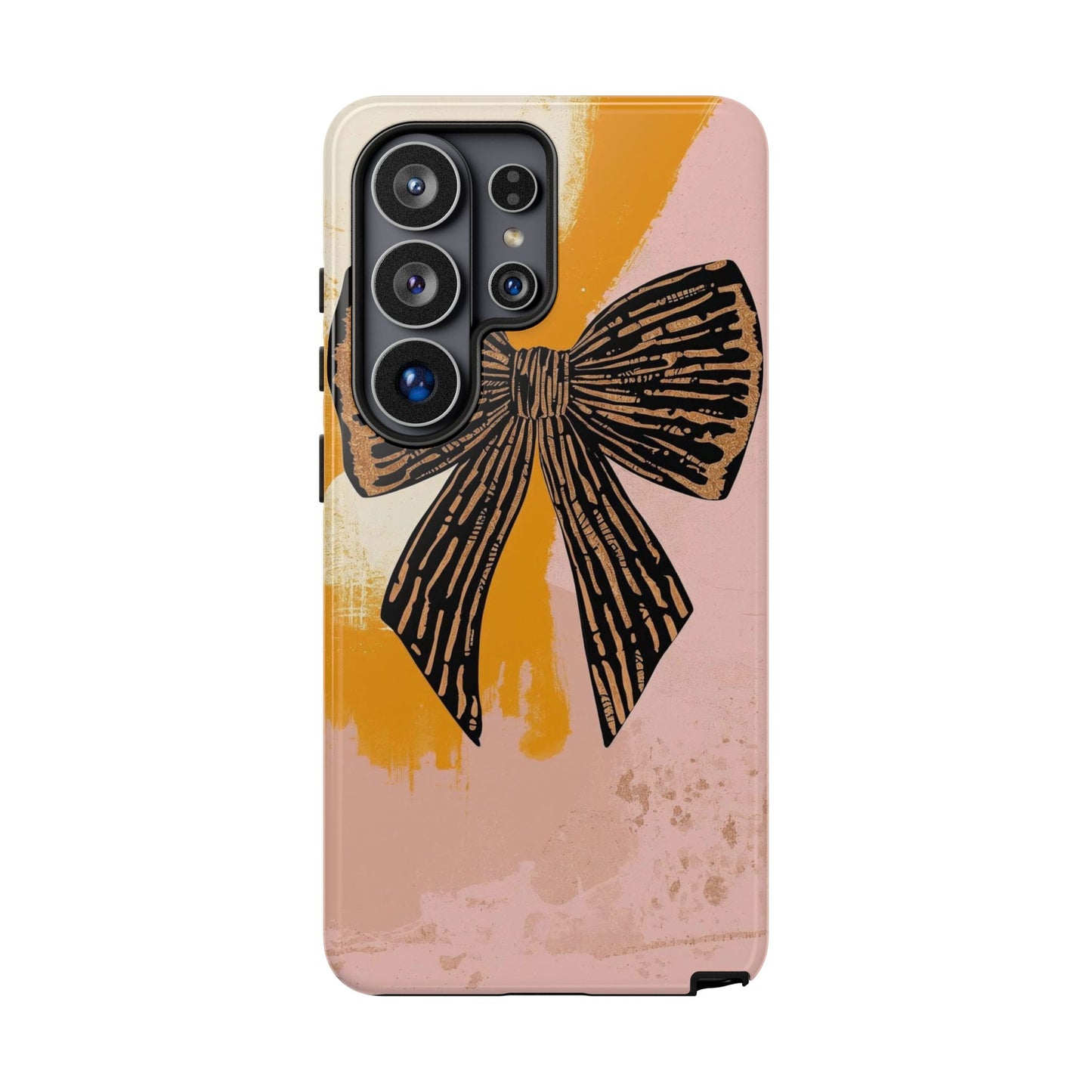 Bow Brushstroke Tough Phone Case — Pink & Mustard