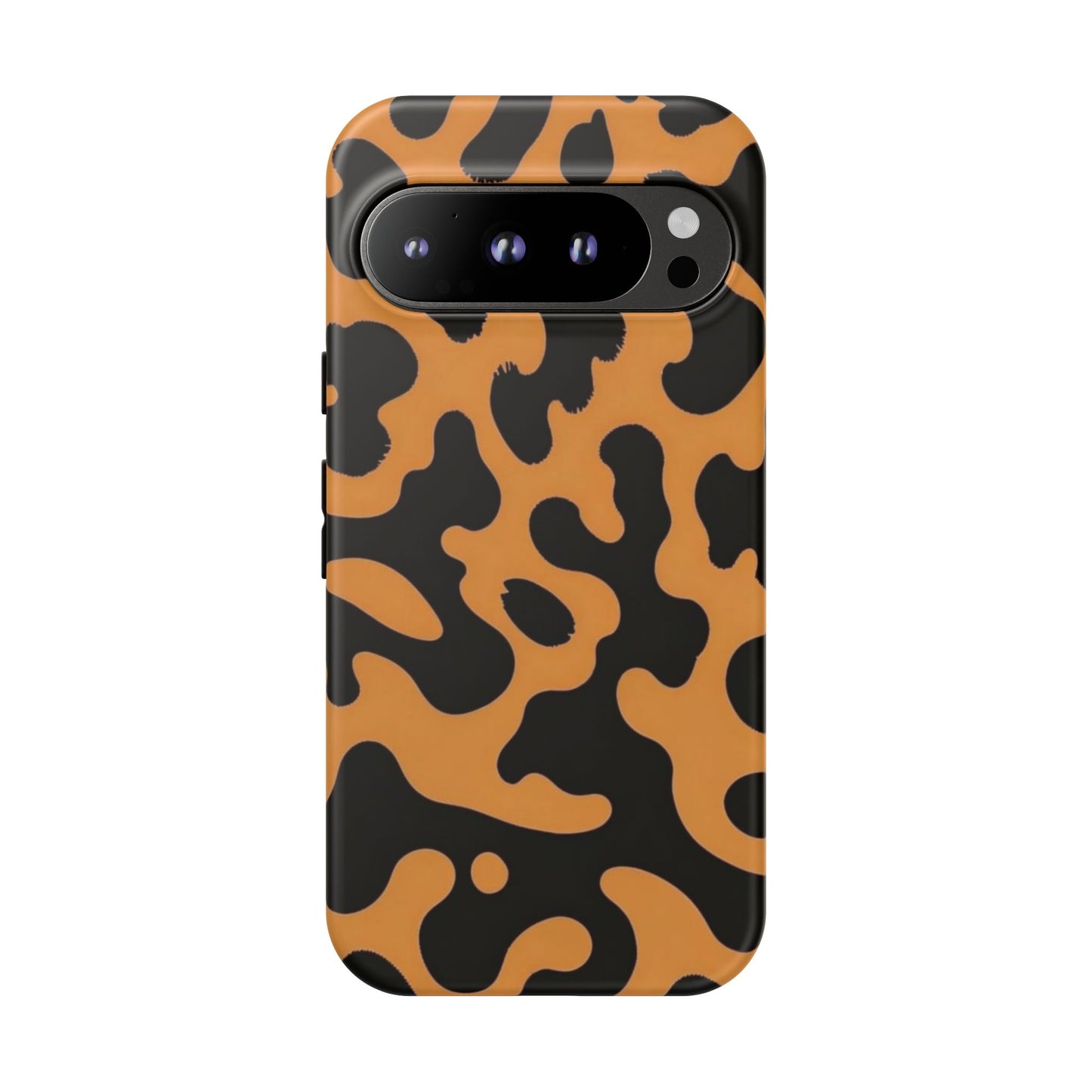 Leopard Print Phone Case — Orange & Black Tough Pattern Protective Cover