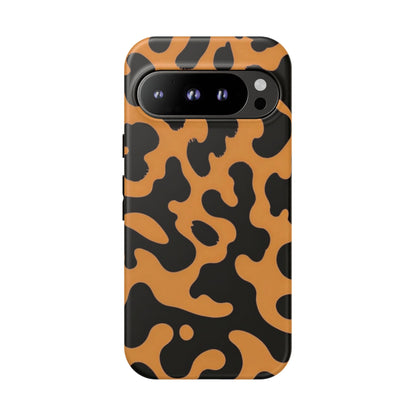 Leopard Print Phone Case — Orange & Black Tough Pattern Protective Cover