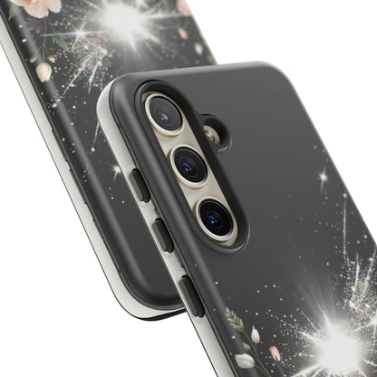 Floral Burst Phone Case — Protective Black Sparkle Design
