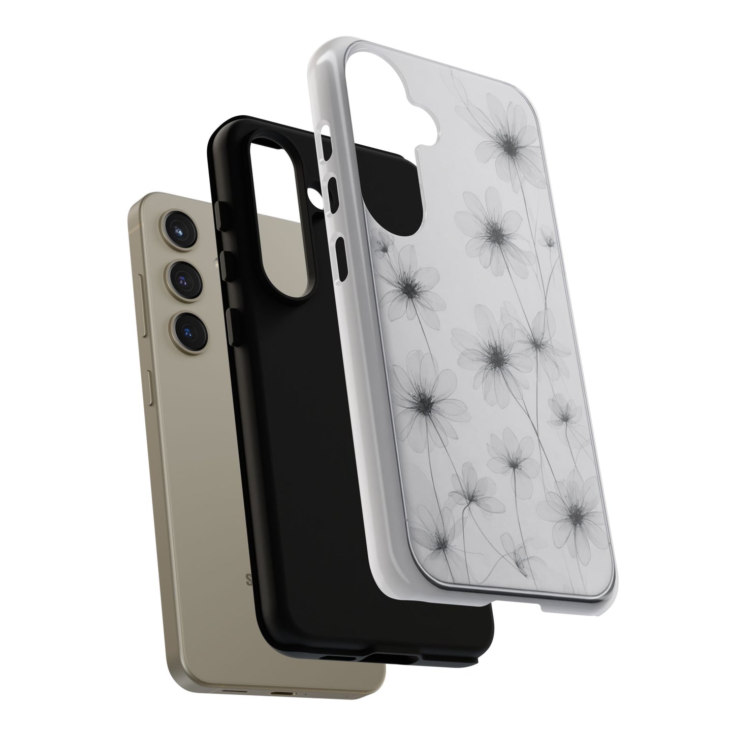 Tough Case — Black & White Floral Tough Phone Case