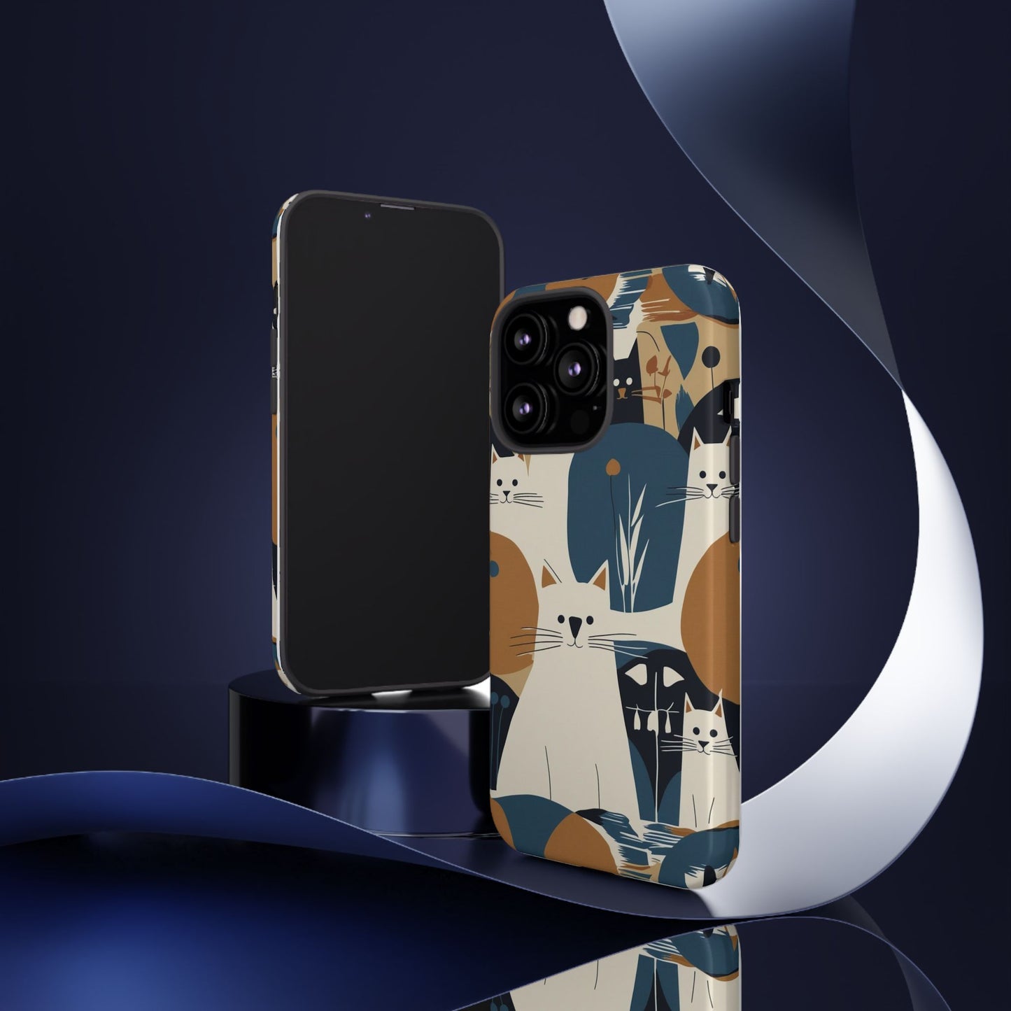 Cat Pattern Phone Case – Retro Abstract Cats Protective iPhone Cover