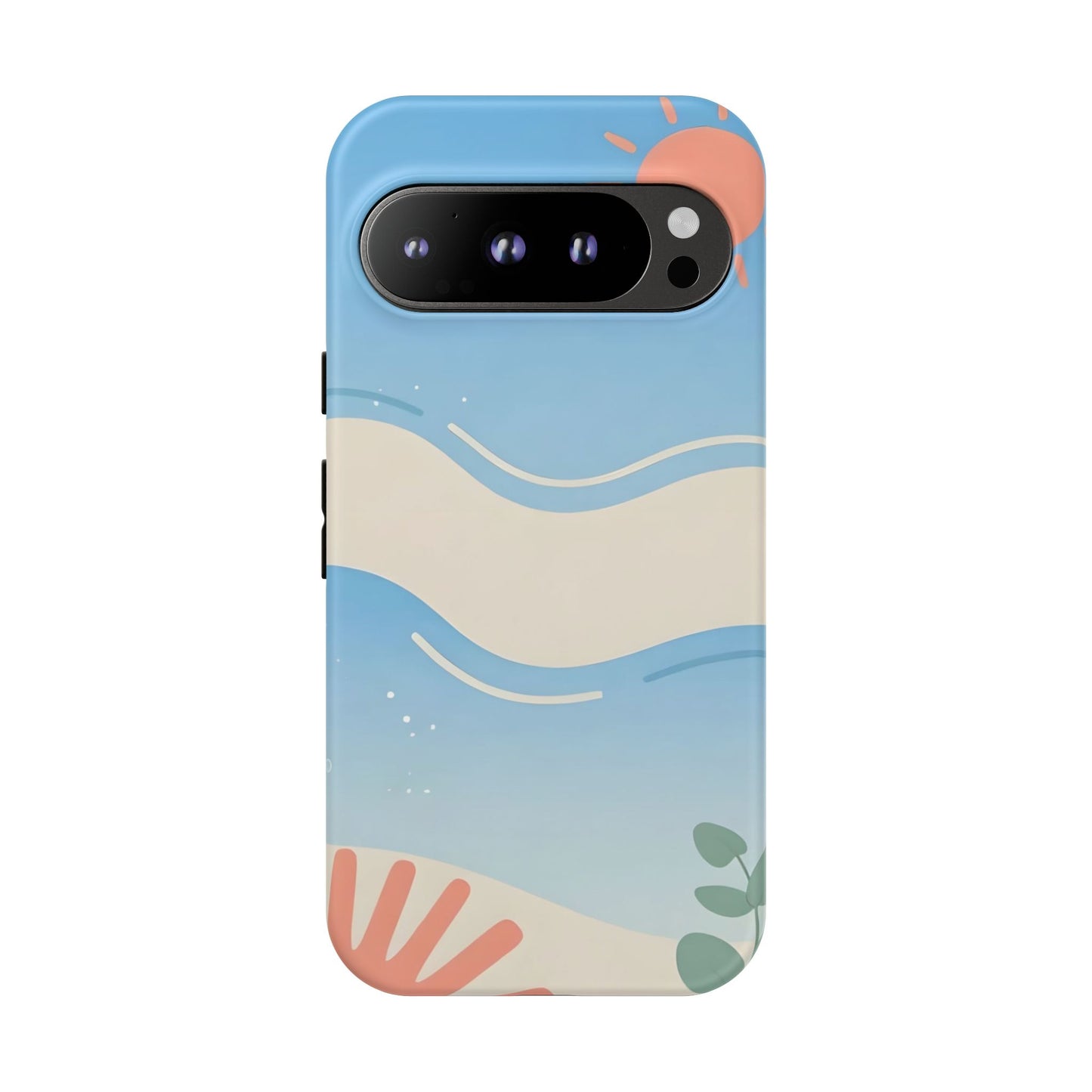 Beach Waves Tough Phone Case — Summer Sun & Seashell Protective Cover