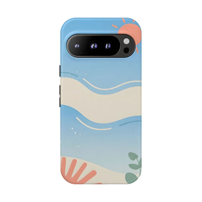 Beach Waves Tough Phone Case — Summer Sun & Seashell Protective Cover