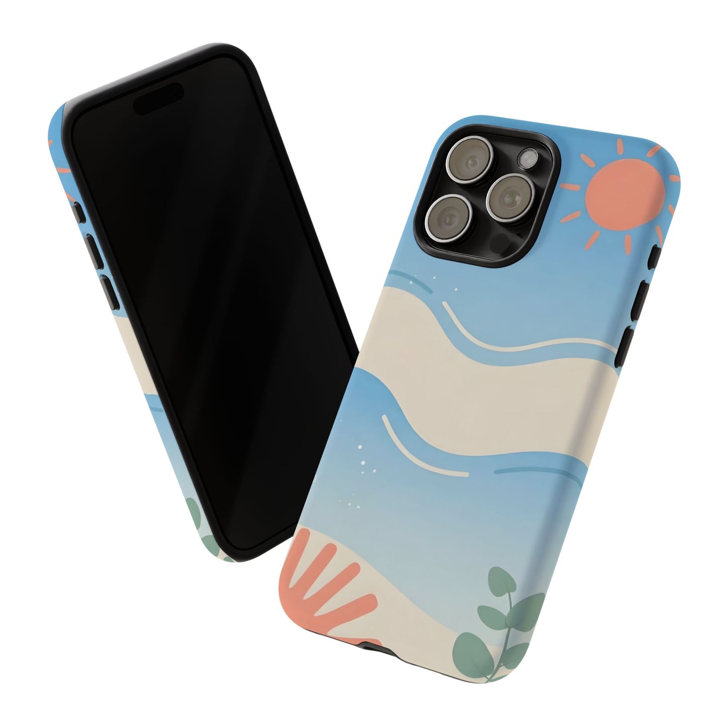 Beach Waves Tough Phone Case — Summer Sun & Seashell Protective Cover