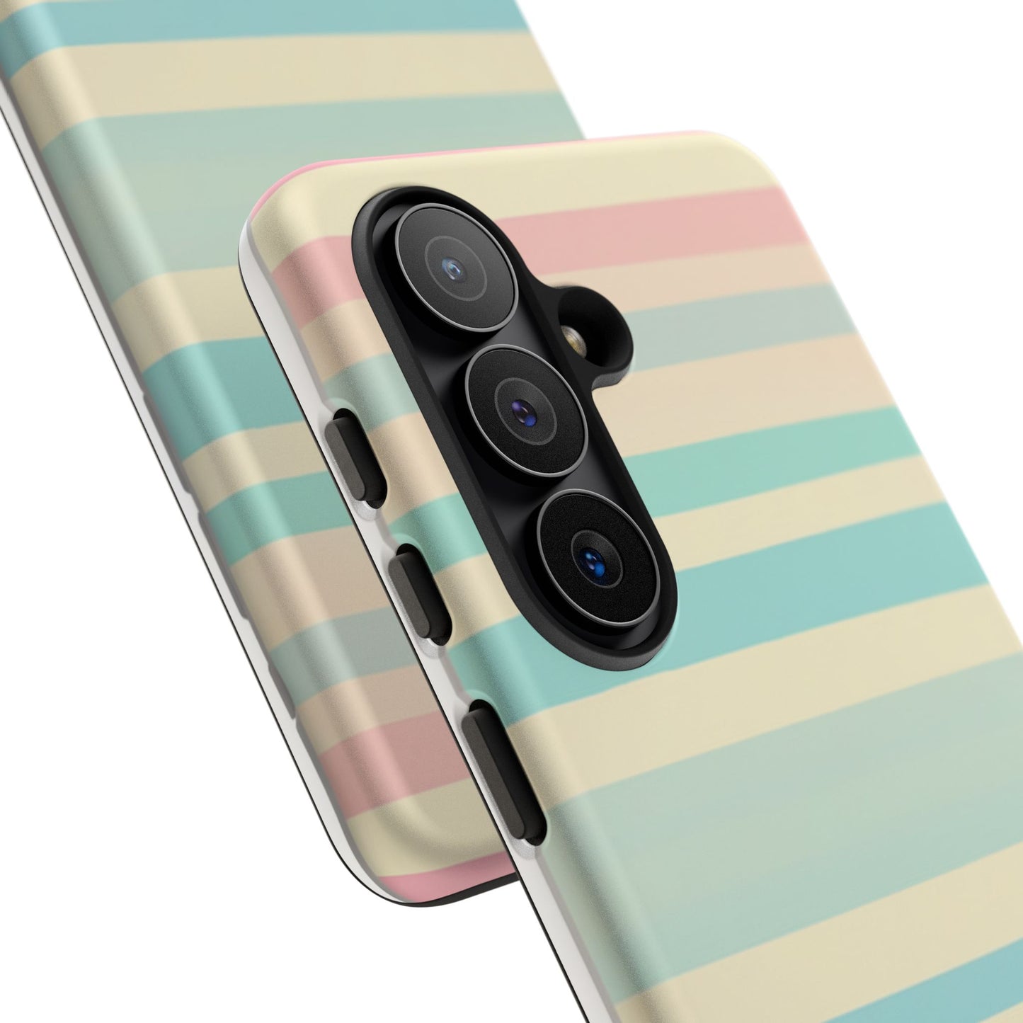 Pastel Striped Tough Phone Case – Protective Retro Rainbow Design