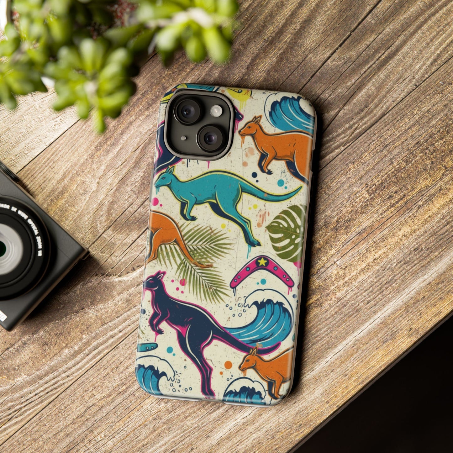 Tough Cases — Colorful Surfing Kangaroo Phone Case