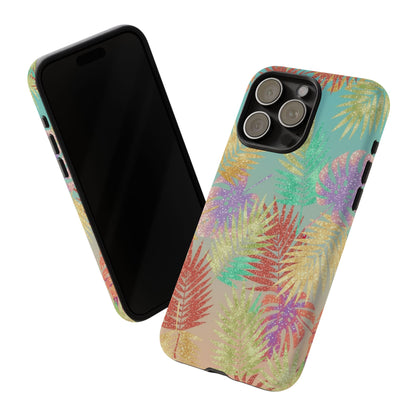 Tropical Palm Leaf Tough Phone Case – Colorful Pastel Botanical Protection