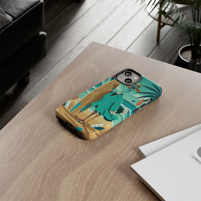 Phone Case — Retro Dressed Seagull Surfing Beach Illustration