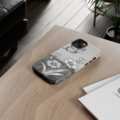 Butterfly & Wildflower Tough Phone Case — Durable Floral Phone Cover