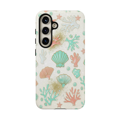 Seashell Coral Phone Case — Pastel Beach Shells Protective Tough Case