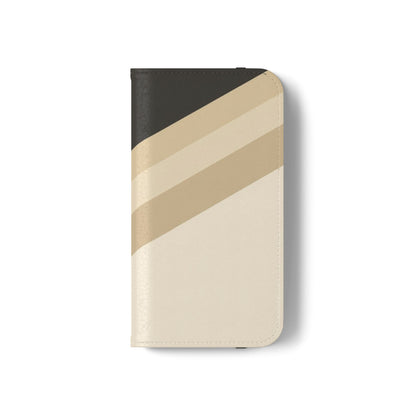 Retro Neutral Stripe Flip Phone Case — Wallet Folio with Card Slots