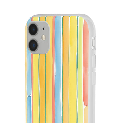 Watercolor Stripe Phone Case — Bright Pastel Vertical Stripes Protective Flexi Case