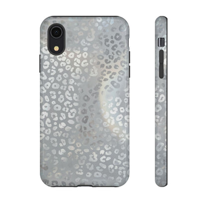 Grey Leopard Print Tough Phone Case — Durable Protective iPhone Cover