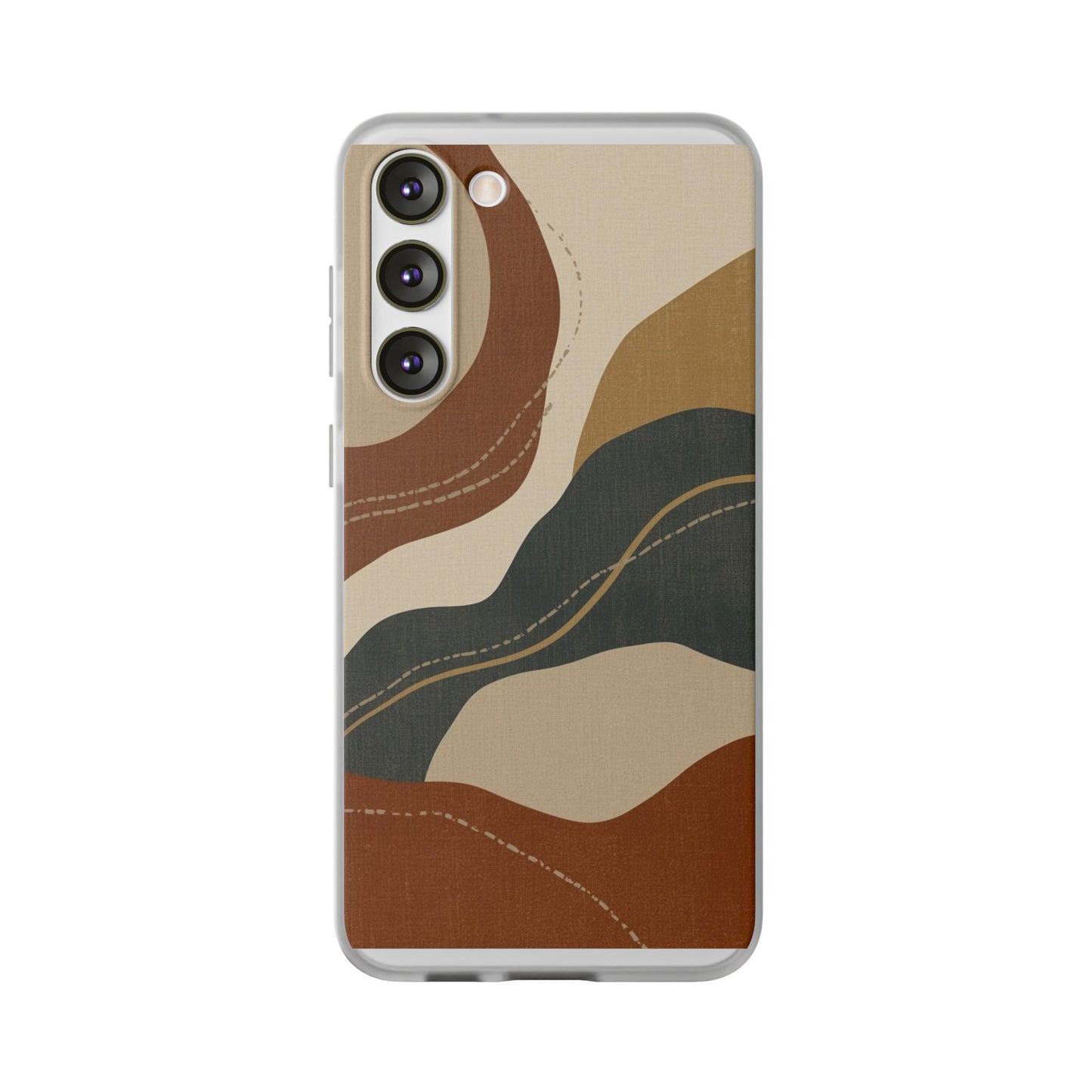Abstract Earth Tone Phone Case — Boho Wavy Flexi Case