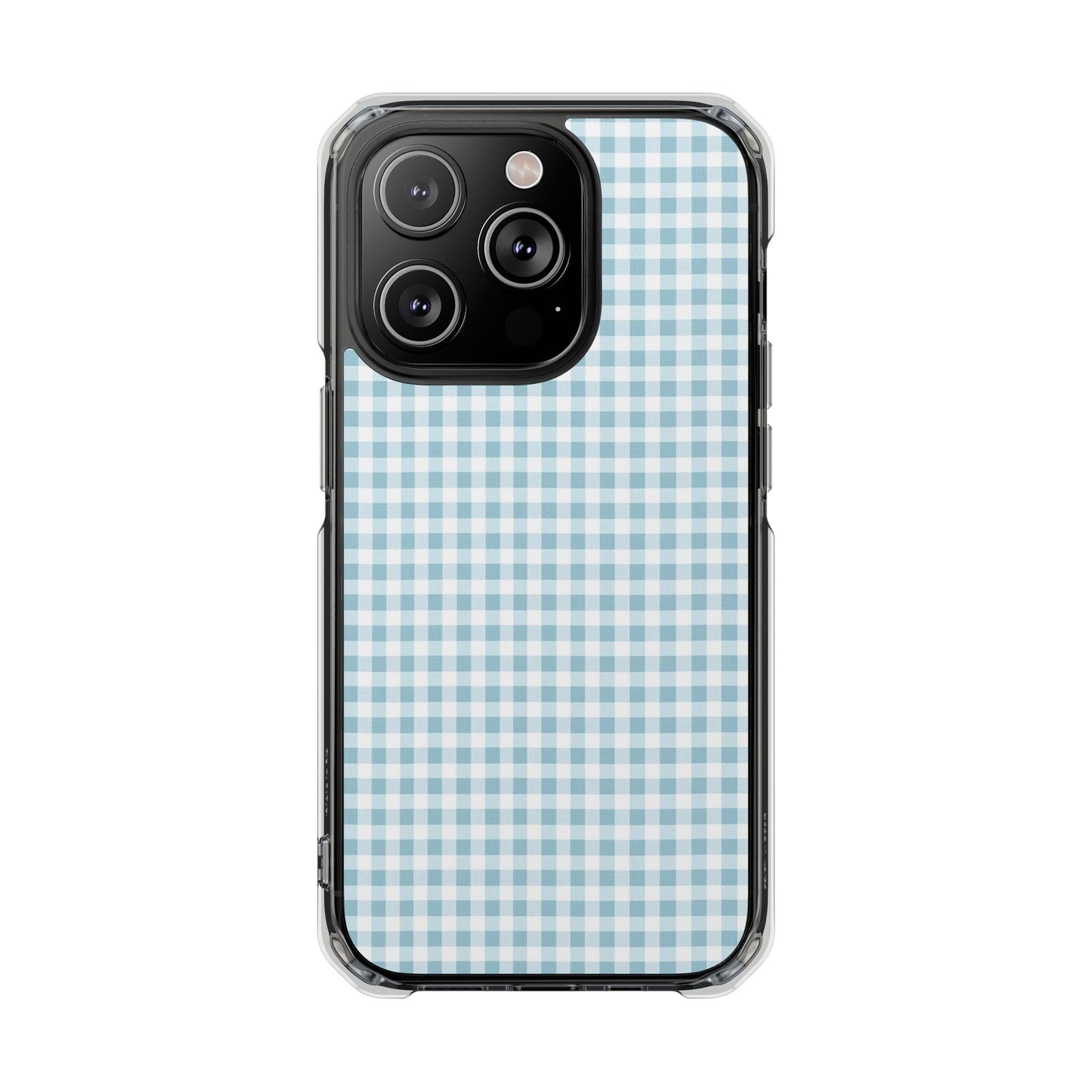 Blue Gingham Clear Magnetic Phone Case