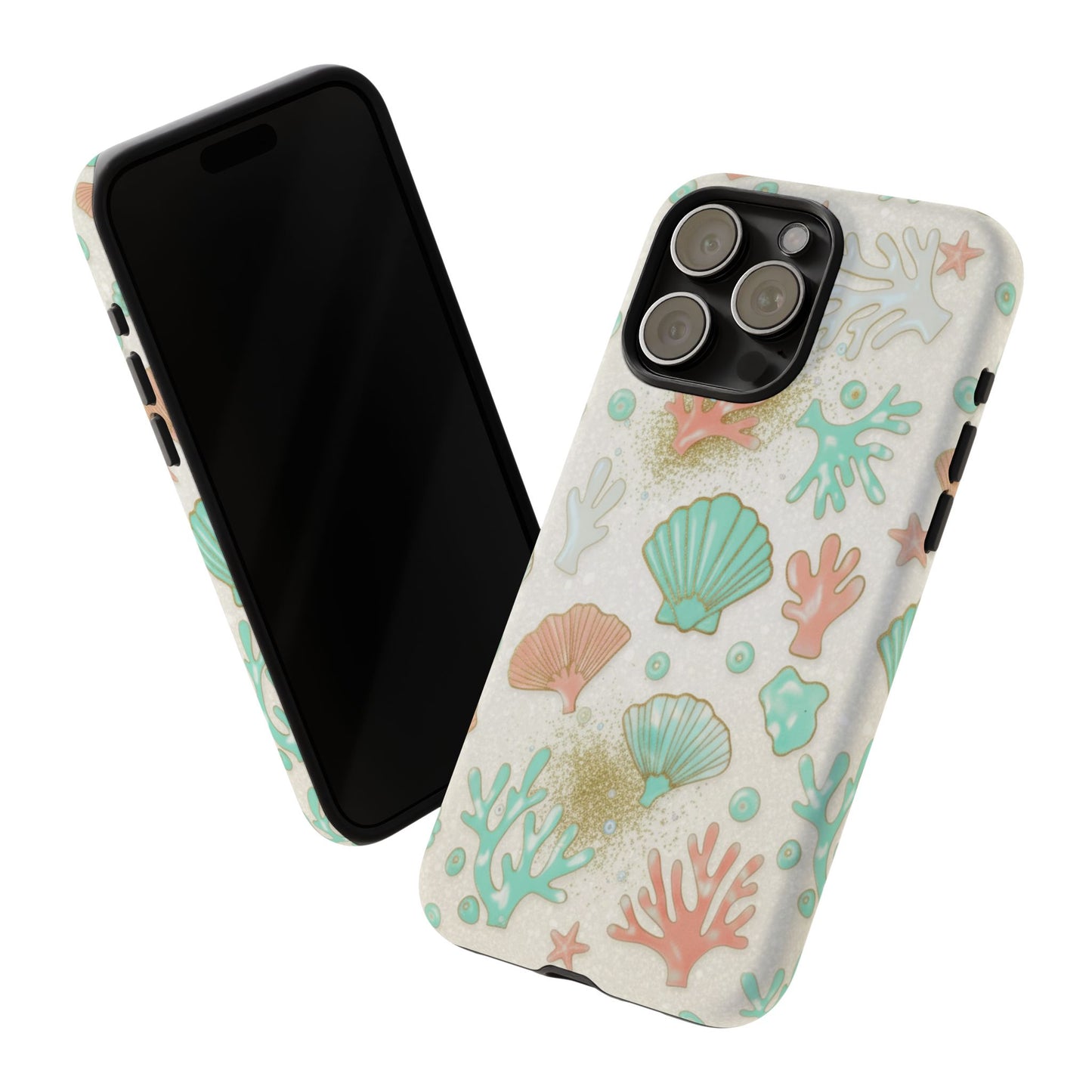 Seashell Coral Phone Case — Pastel Beach Shells Protective Tough Case