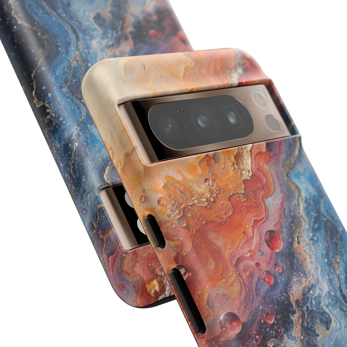 Marbled Galaxy Tough Phone Case — Abstract Blue & Coral Protective Cover