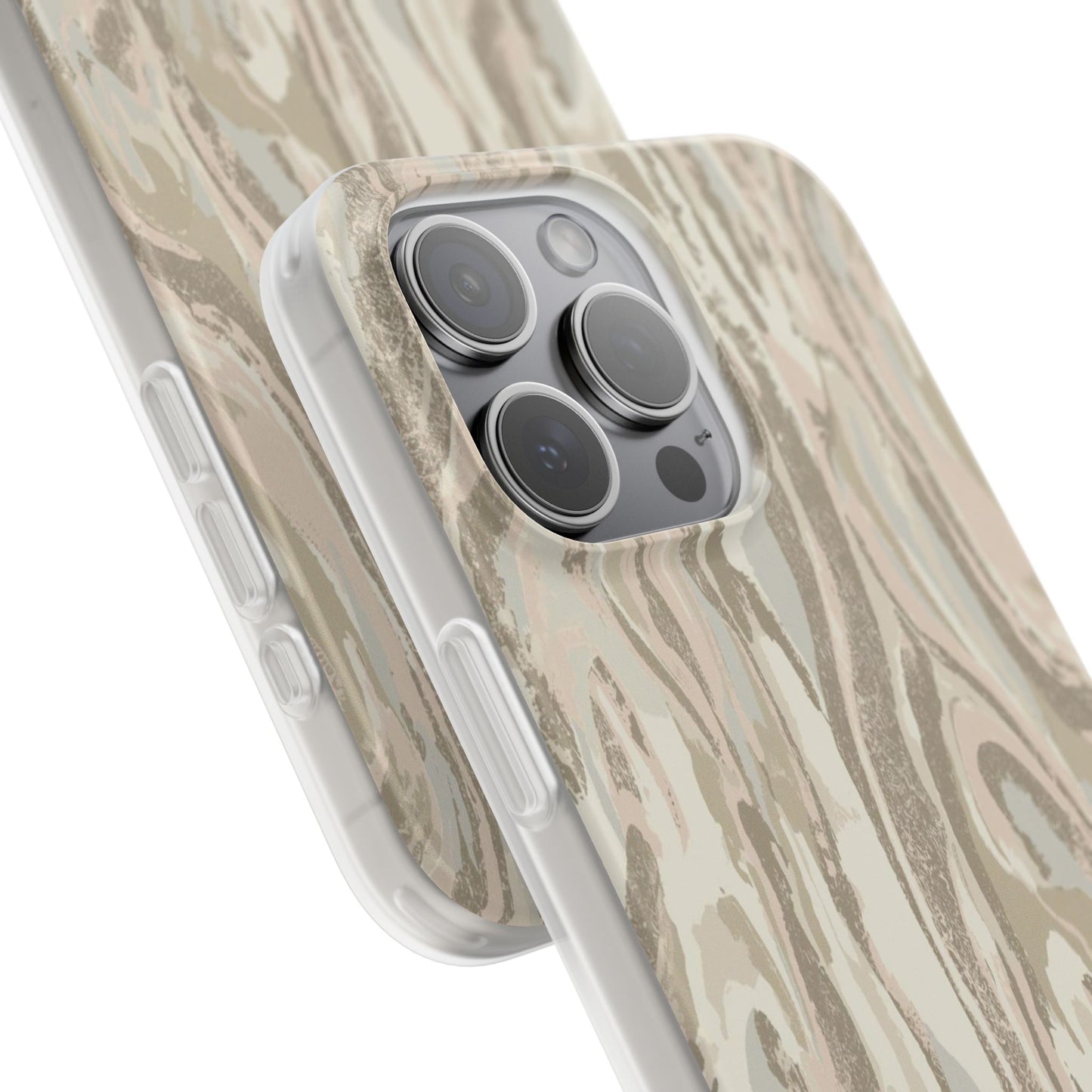 Neutral Marble Swirl Flexi Phone Case — Beige Abstract Protective Cover