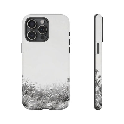 Butterfly Floral Tough Phone Case – Monochrome Garden Protection