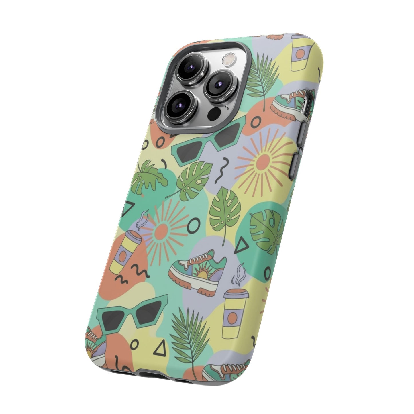 Tropical Summer Phone Case — Retro Sunglasses, Sneakers & Palm Pattern