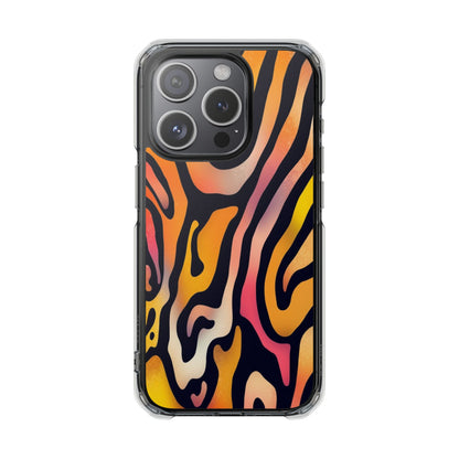 Clear Impact Phone Case — Vibrant Orange Zebra Pattern (Magnetic Compatible)