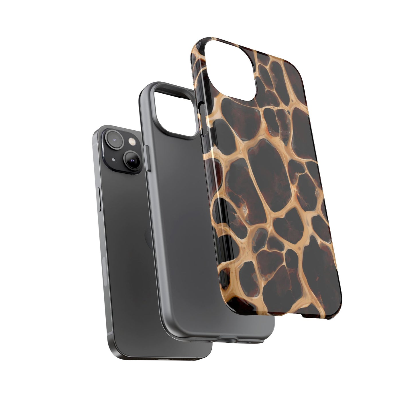 Phone Case — Brown Leather Dot Texture Rugged Protective Cover