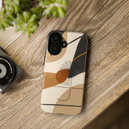 Abstract Earth Tone Phone Case — Mid-Century Minimalist Tough Case