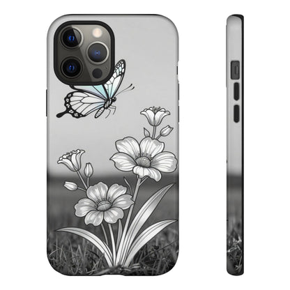 Butterfly & Wildflower Tough Phone Case — Durable Floral Phone Cover
