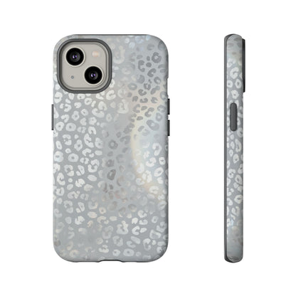 Grey Leopard Print Tough Phone Case — Durable Protective iPhone Cover