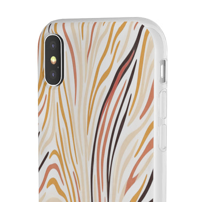 Marbled Neutral Stripe Phone Case — Abstract Beige & Terracotta Flexi Case