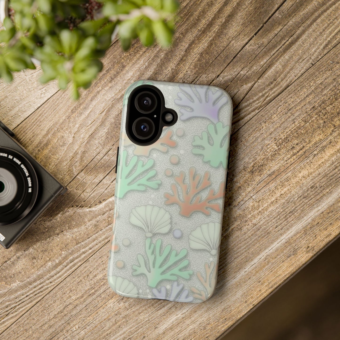 Pastel Coral Reef Tough Phone Case – Sea Shell & Coral Pattern Durable Protector