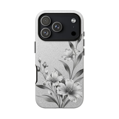 Floral Monochrome Phone Case — Elegant Black & White Lily Design